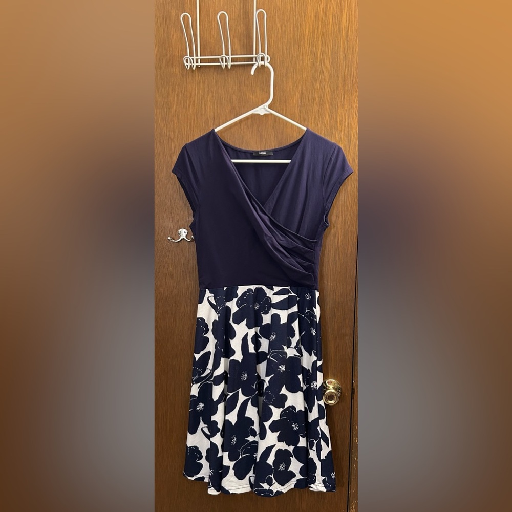 Laksmi Deep Blue And White Floral Dress